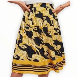 Sz 6 Anthropologie Navy/Gold Maeve Jade Horse Skirt